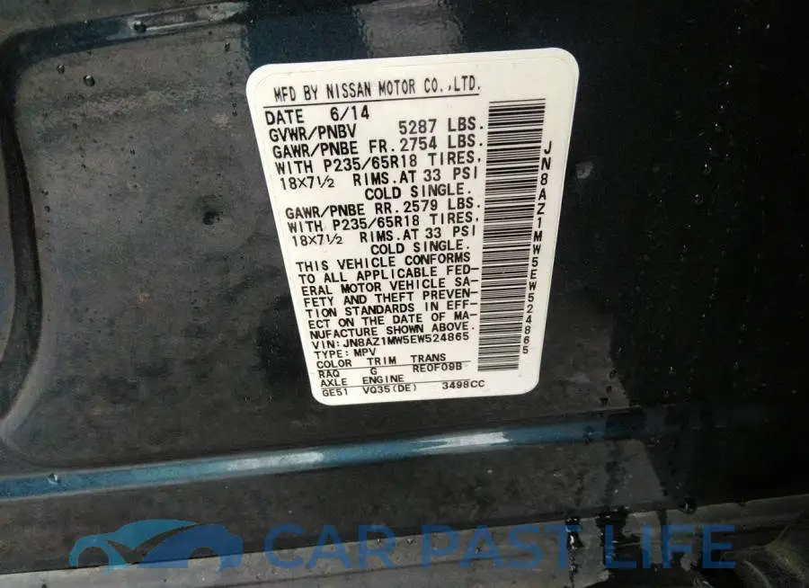 JN8AZ1MW5EW524865# 9