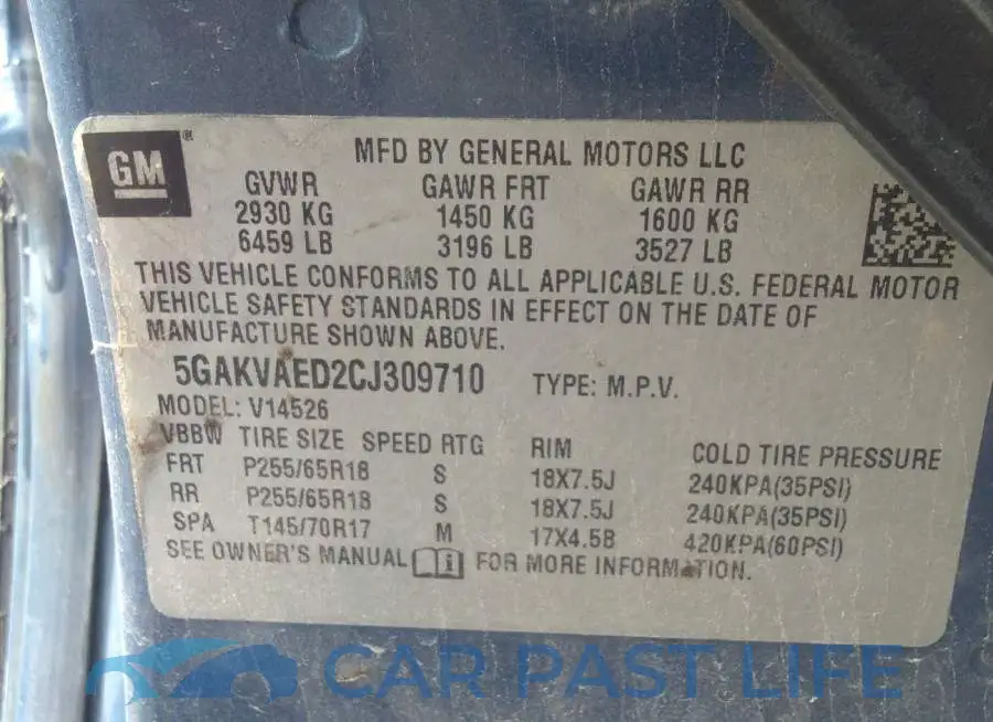 5GAKVAED2CJ309710# 9