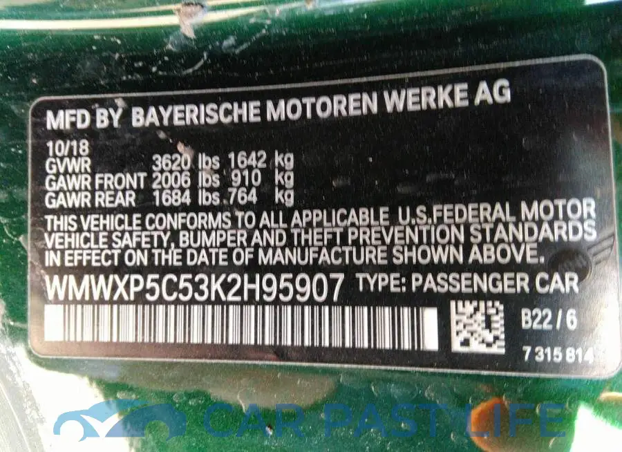 WMWXP5C53K2H95907# 9