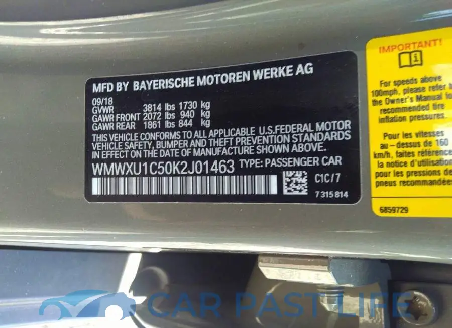 WMWXU1C50K2J01463# 9