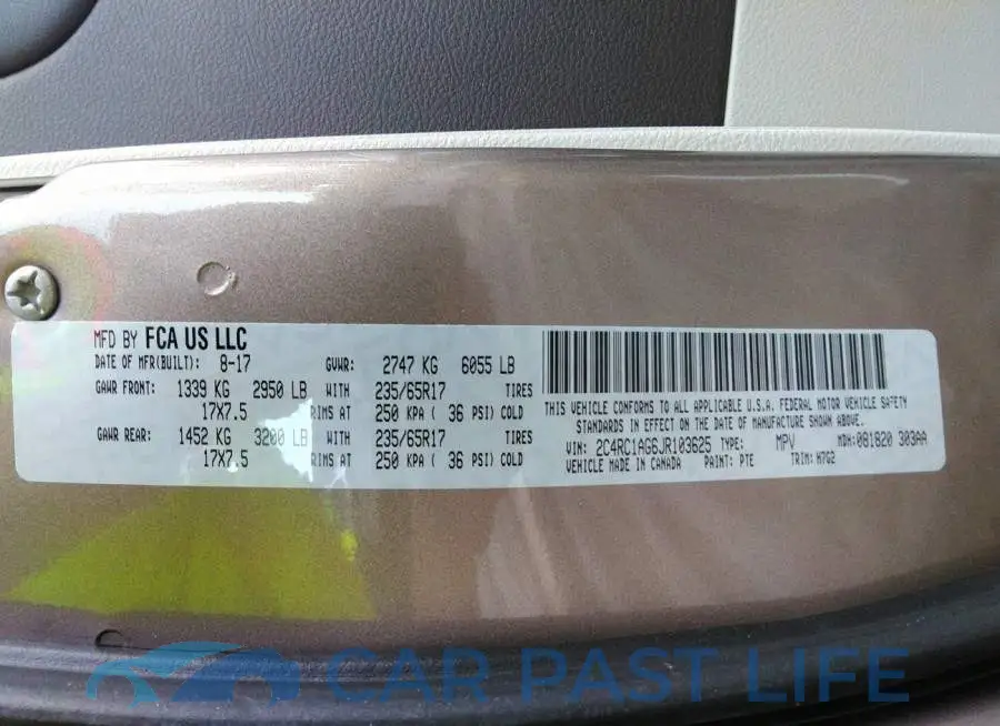 2C4RC1AG6JR103625# 9