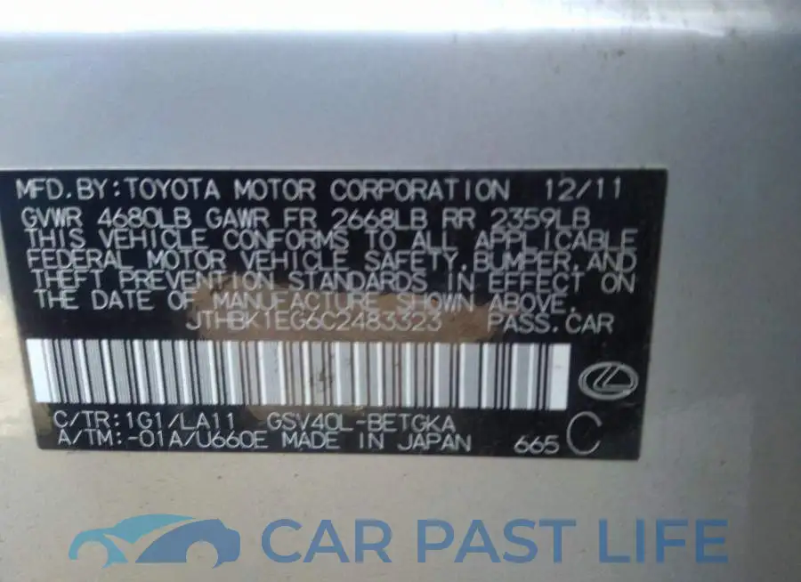 JTHBK1EG6C2483323# 9