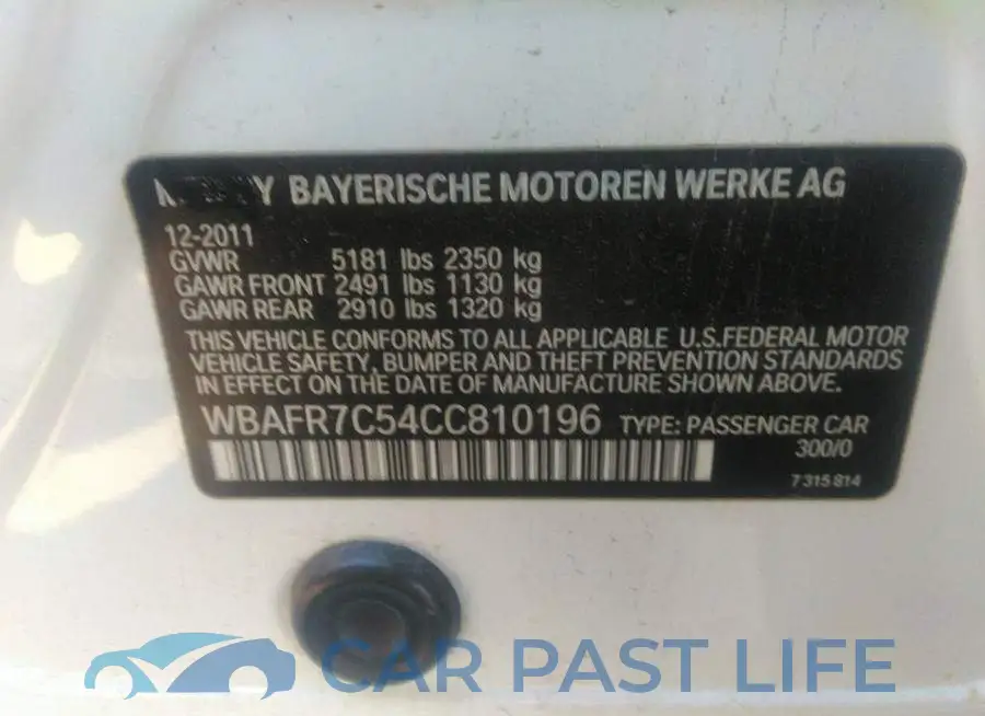 WBAFR7C54CC810196# 9