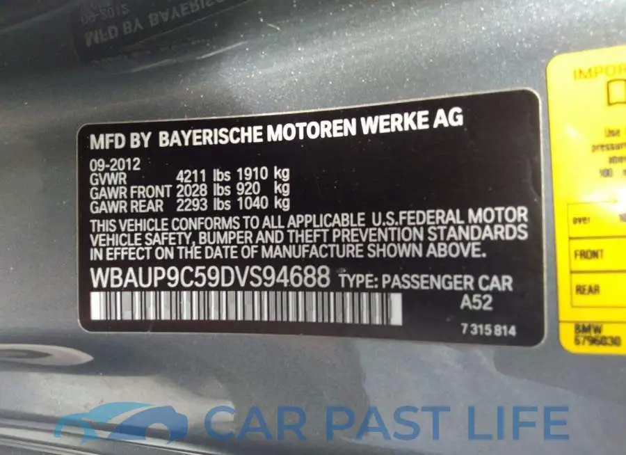 WBAUP9C59DVS94688# 9