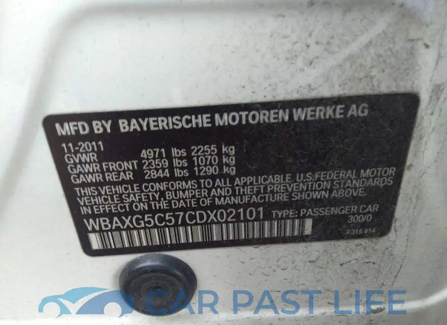 WBAXG5C57CDX02101# 9