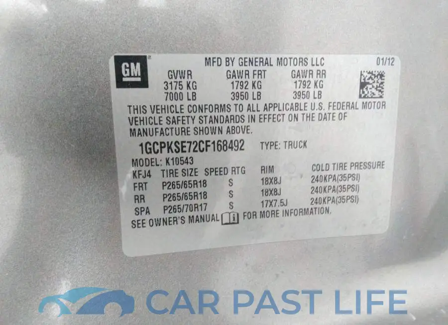 1GCPKSE72CF168492# 9