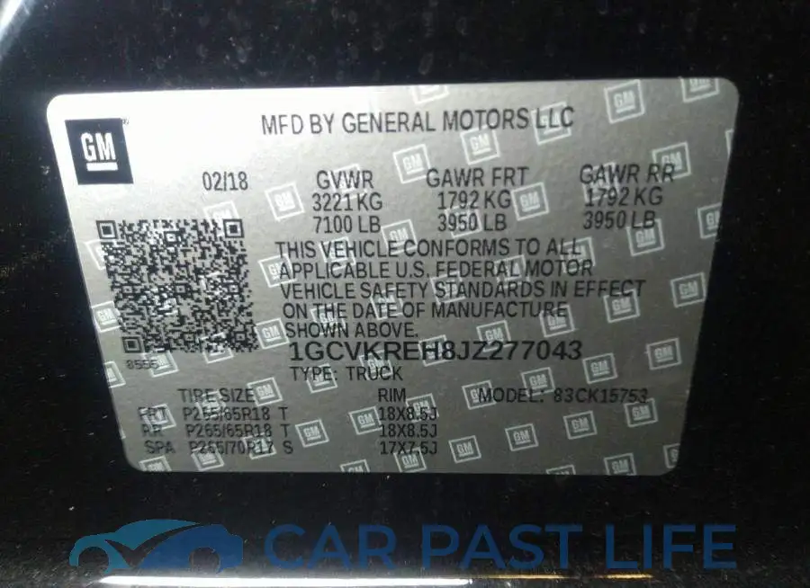 1GCVKREH8JZ277043# 9