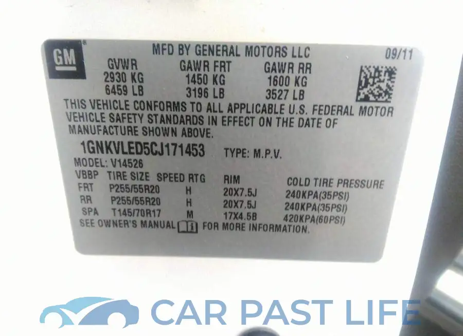 1GNKVLED5CJ171453# 9