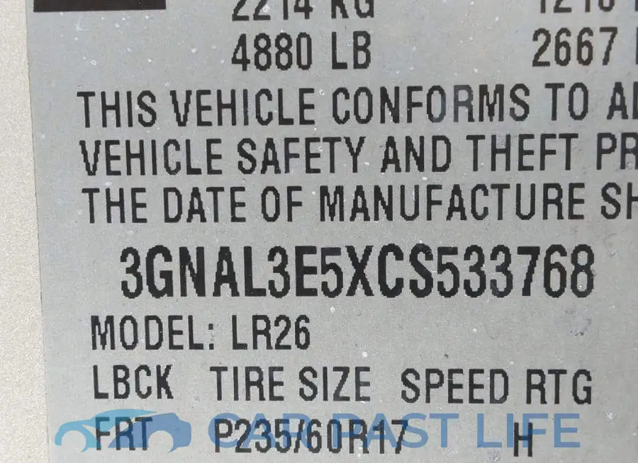 3GNAL3E5XCS533768# 9
