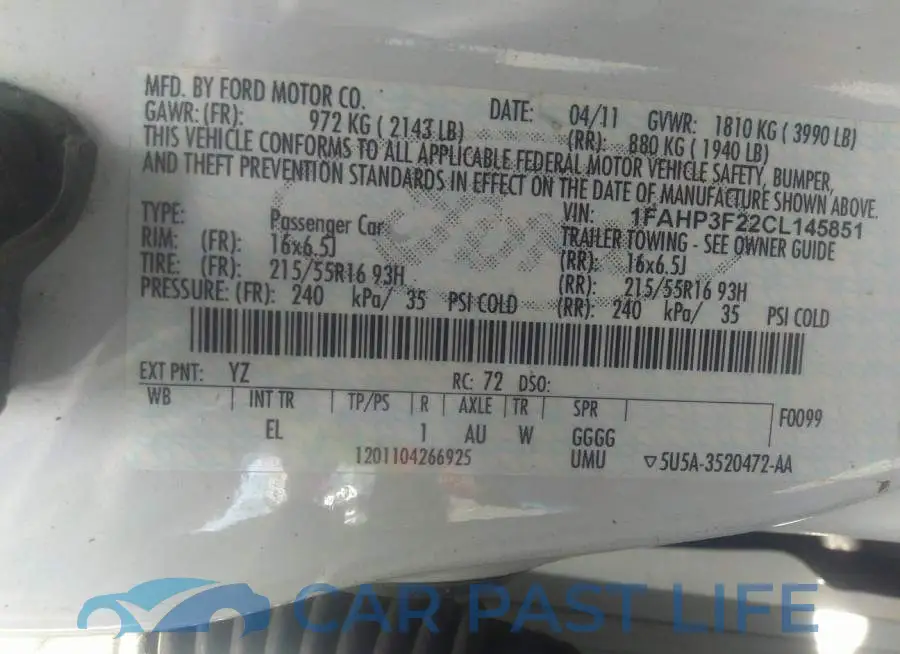 1FAHP3F22CL145851# 9