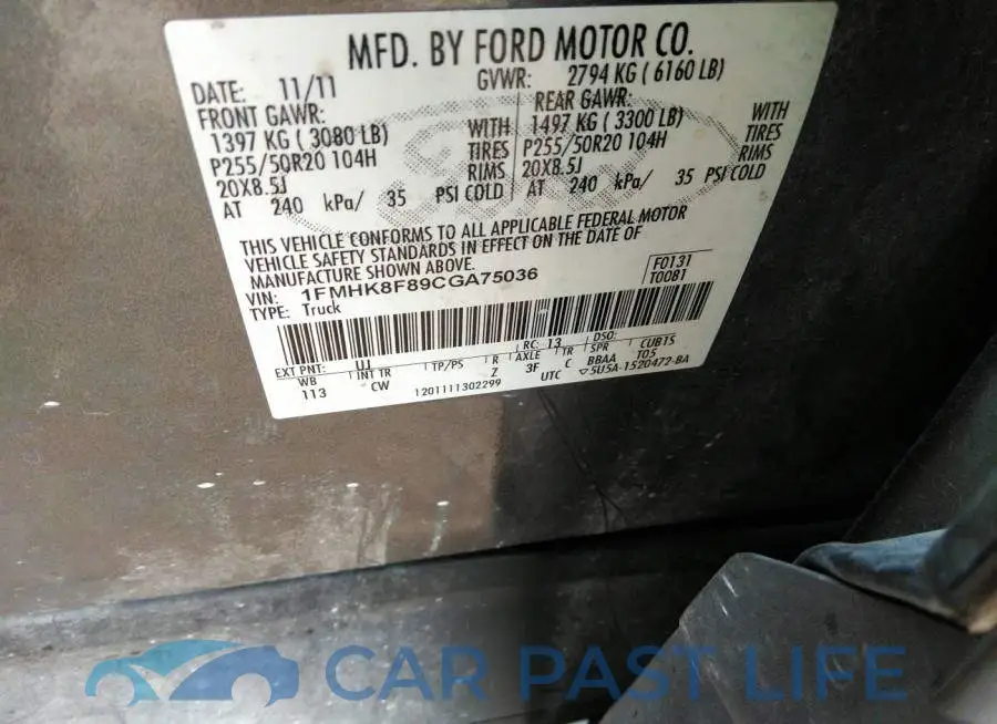 1FMHK8F89CGA75036# 9