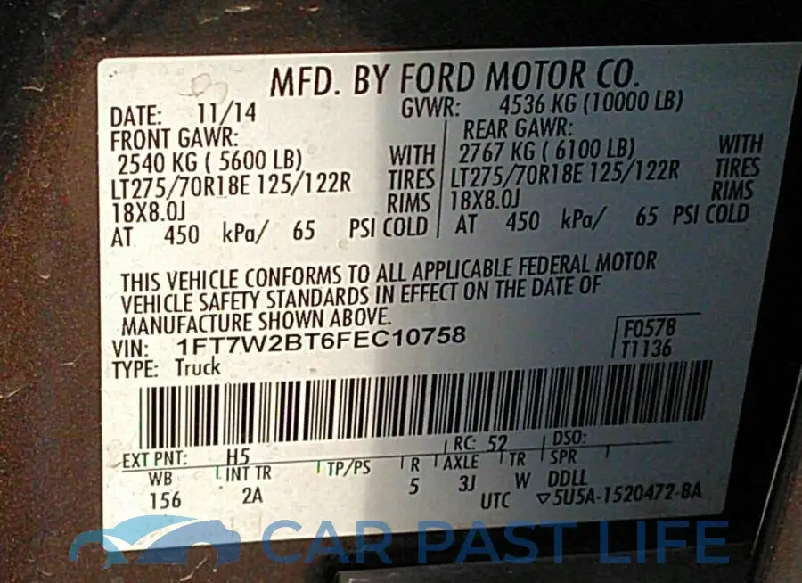 1FT7W2BT6FEC10758# 9