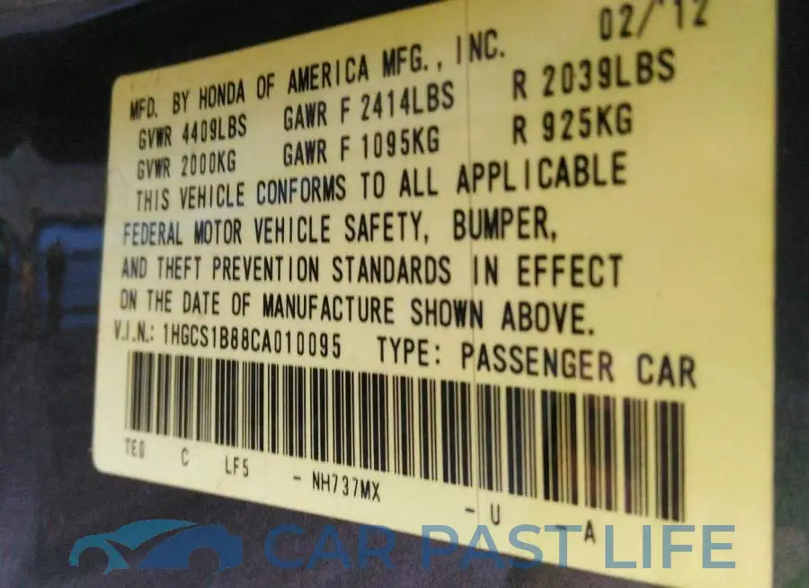 1HGCS1B88CA010095# 9