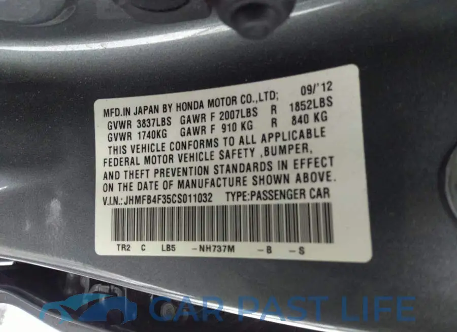 JHMFB4F35CS011032# 9