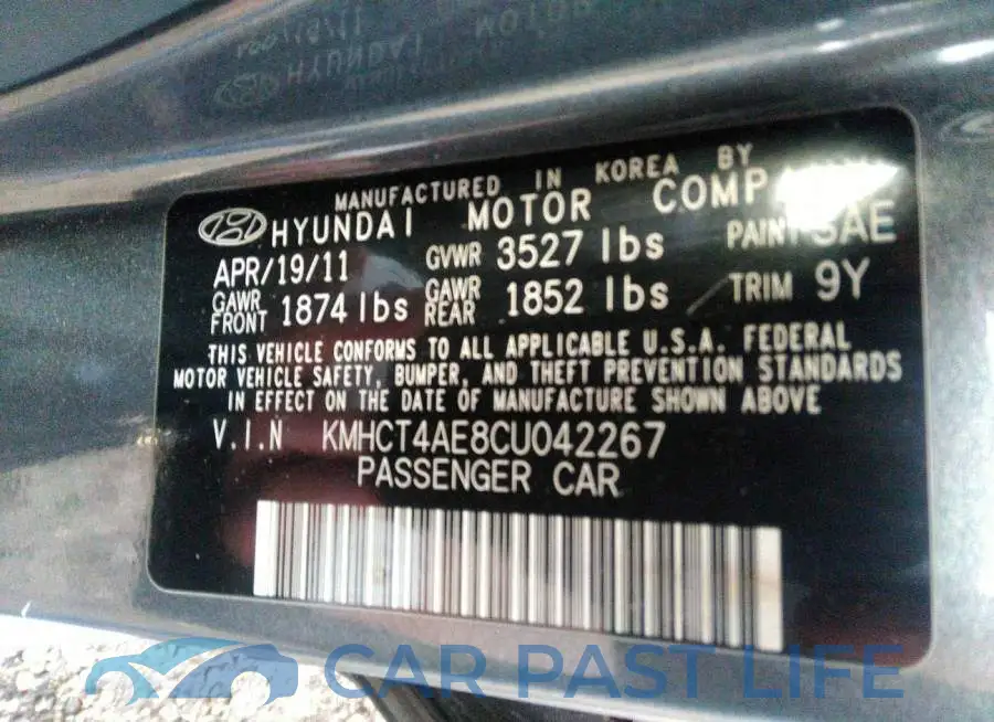 KMHCT4AE8CU042267# 9