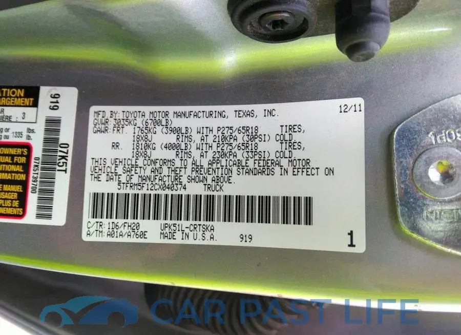 5TFRM5F12CX040374# 9
