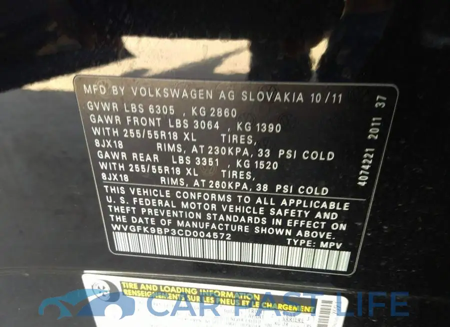 WVGFK9BP3CD004572# 9