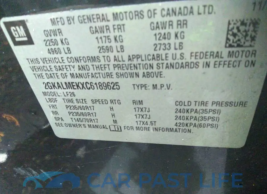 2GKALMEKXC6189625# 9