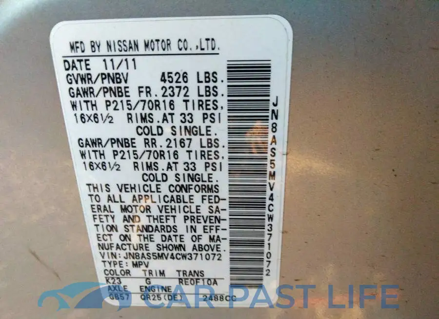 JN8AS5MV4CW371072# 9