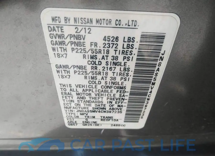 JN8AS5MV4CW397235# 9