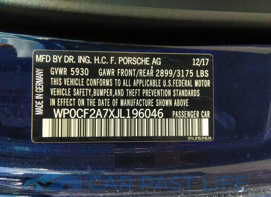 WP0CF2A7XJL196046# 9