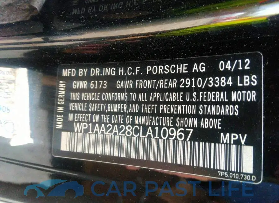 WP1AA2A28CLA10967# 9