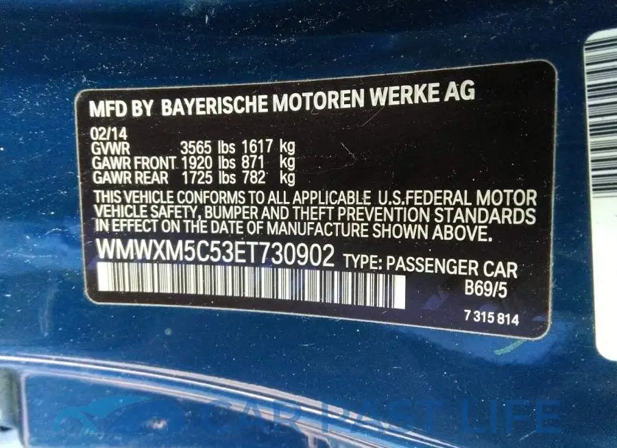 WMWXM5C53ET730902# 9