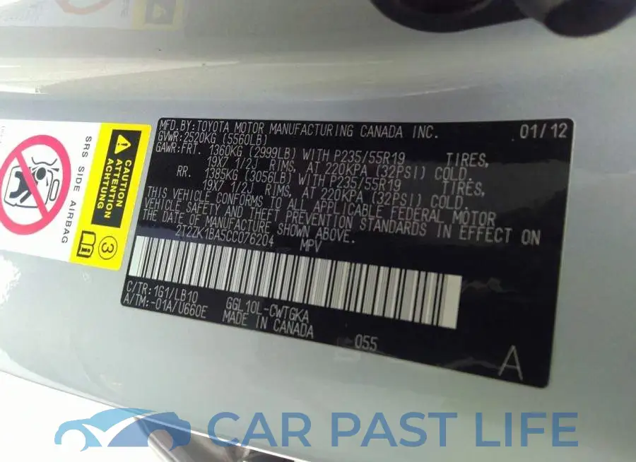 2T2ZK1BA5CC076204# 9