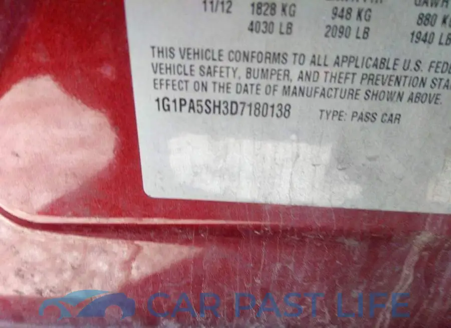 1G1PA5SH3D7180138# 9