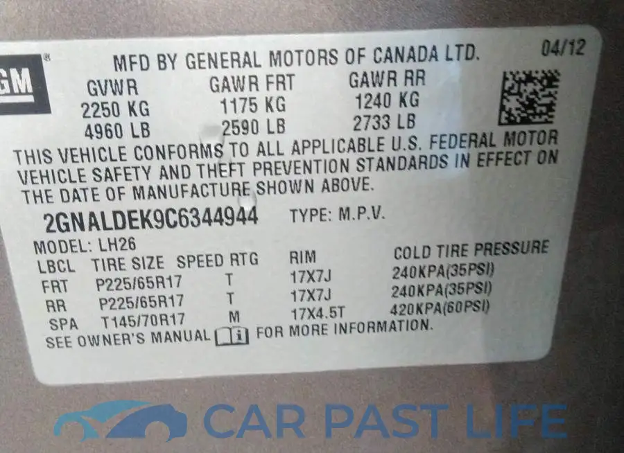 2GNALDEK9C6344944# 9