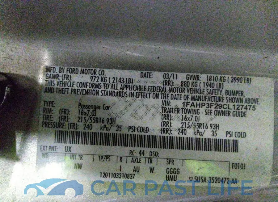 1FAHP3F29CL127475# 9