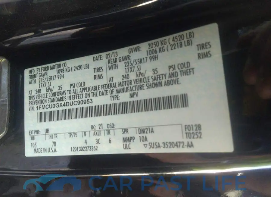 1FMCU0GX4DUC90953# 9