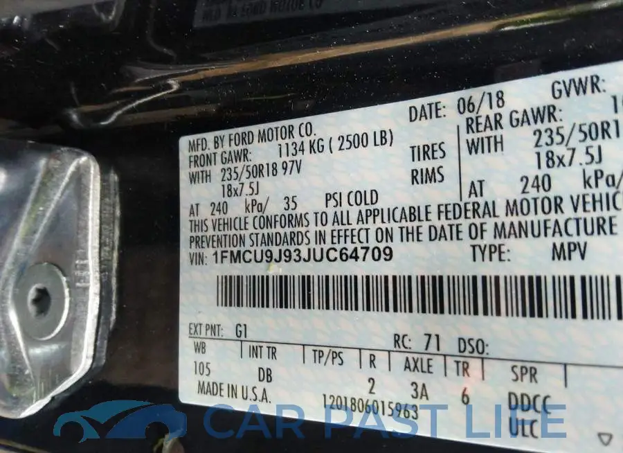 1FMCU9J93JUC64709# 9