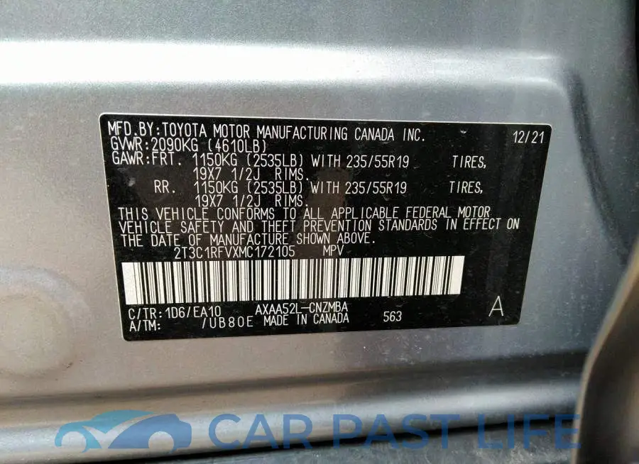 2T3C1RFVXMC172105# 9