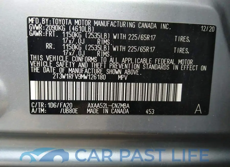 2T3W1RFV9MW126180# 9