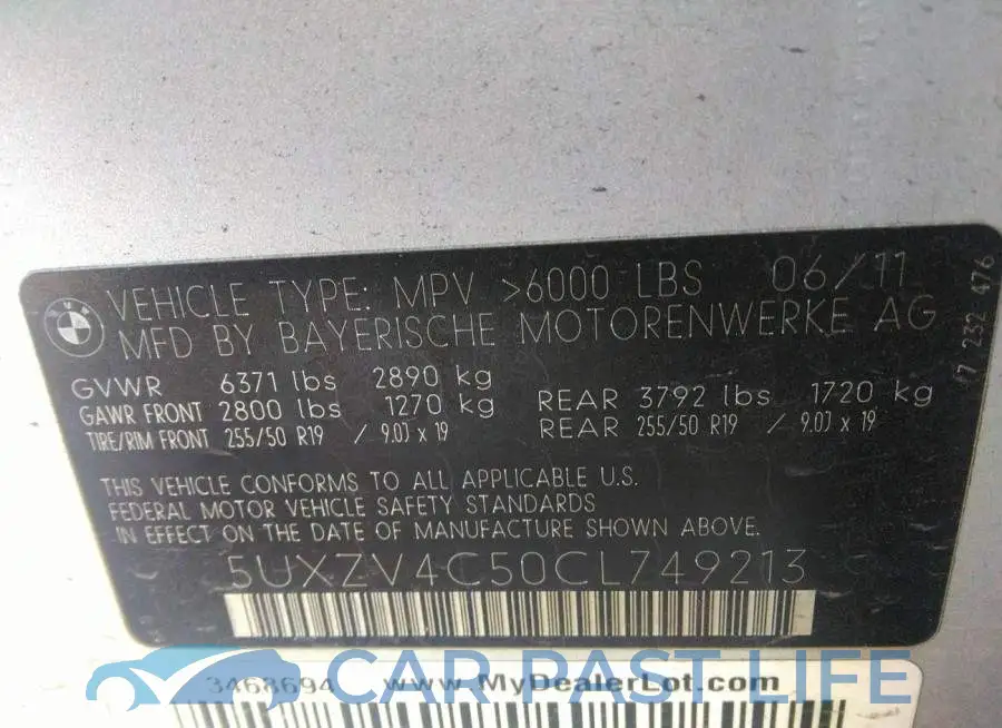 5UXZV4C50CL749213# 9