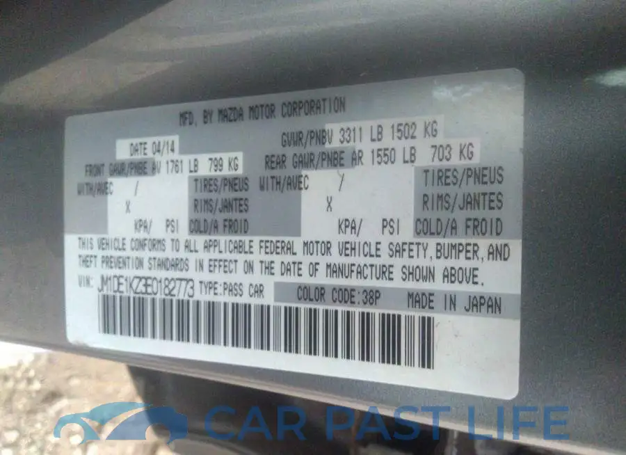 JM1DE1KZ3E0182773# 9