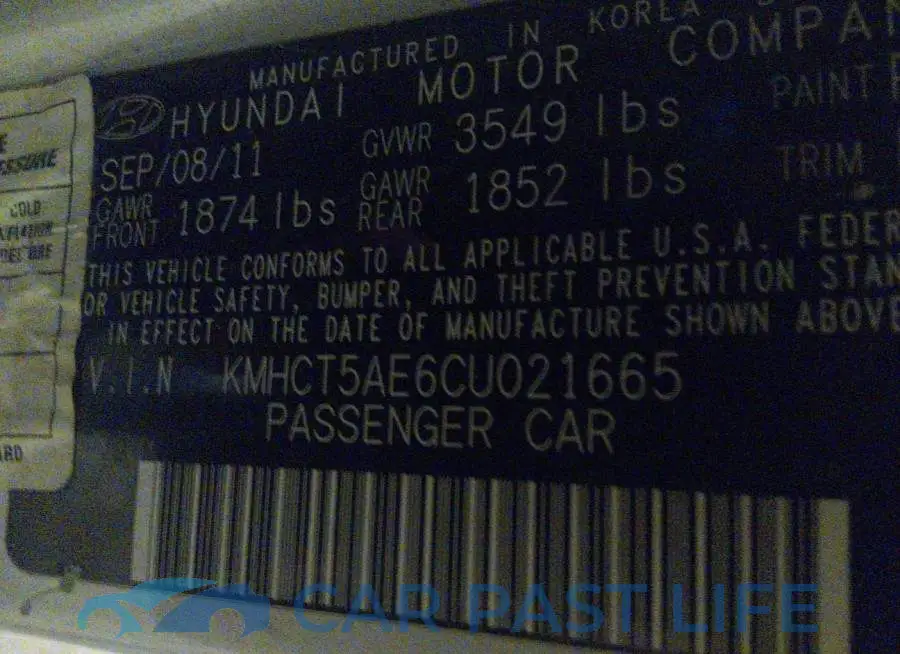 KMHCT5AE6CU021665# 9