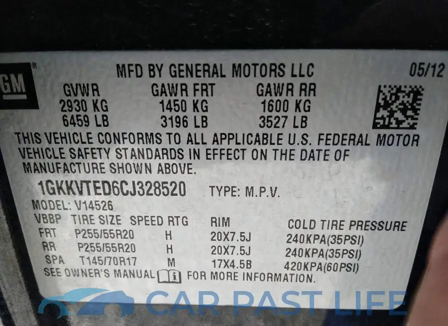 1GKKVTED6CJ328520# 9