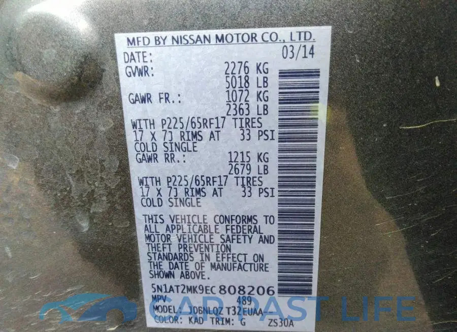 5N1AT2MK9EC808206# 9