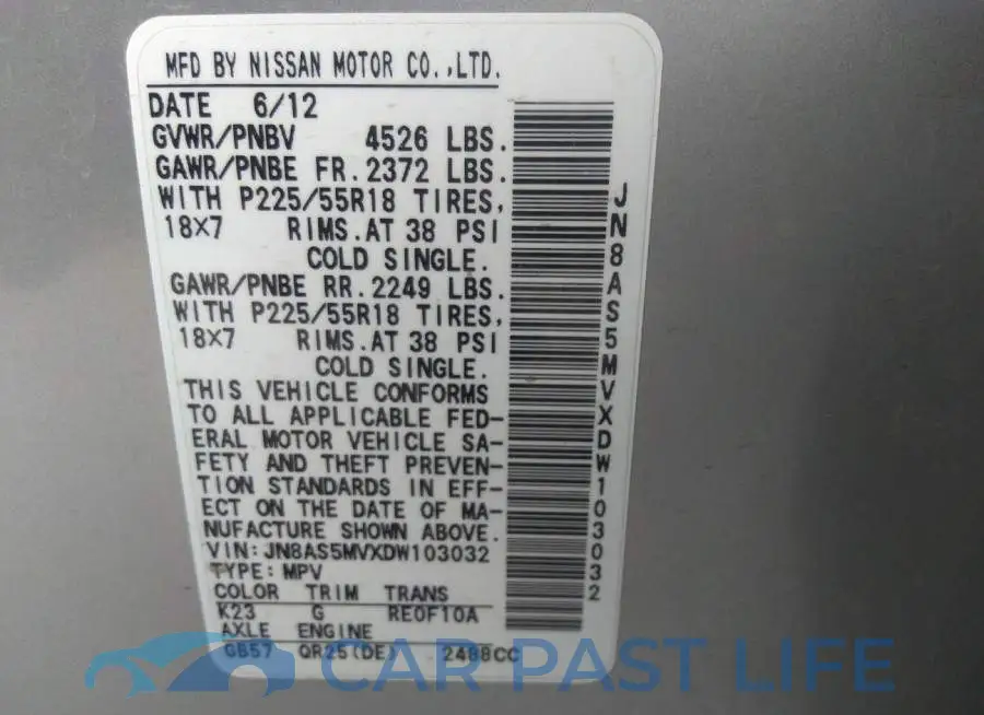 JN8AS5MVXDW103032# 9