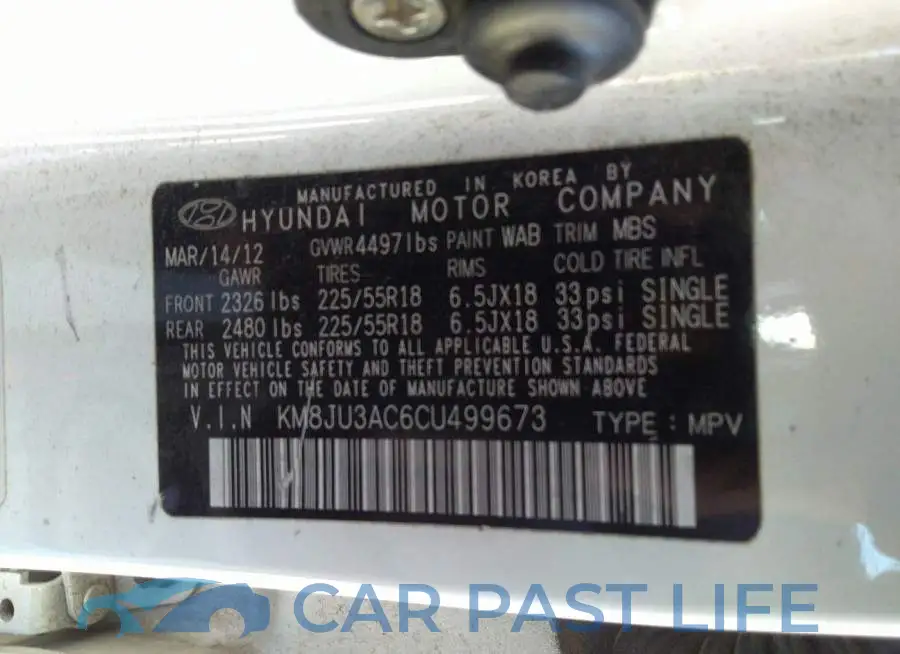 KM8JU3AC6CU499673# 9