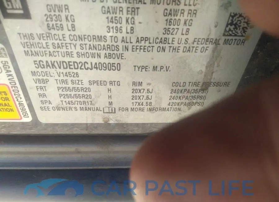 5GAKVDED2CJ409050# 9