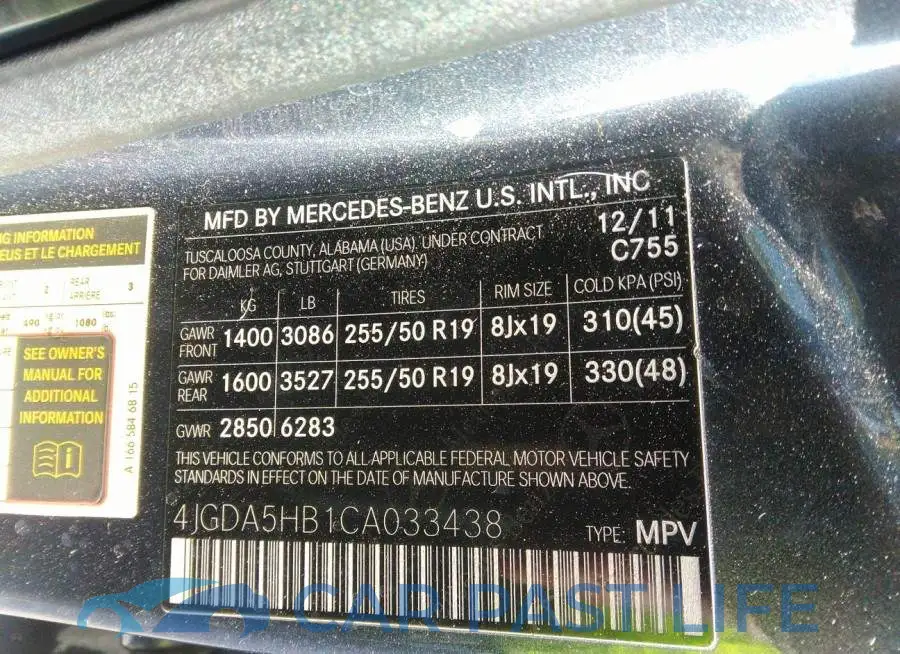 4JGDA5HB1CA033438# 9
