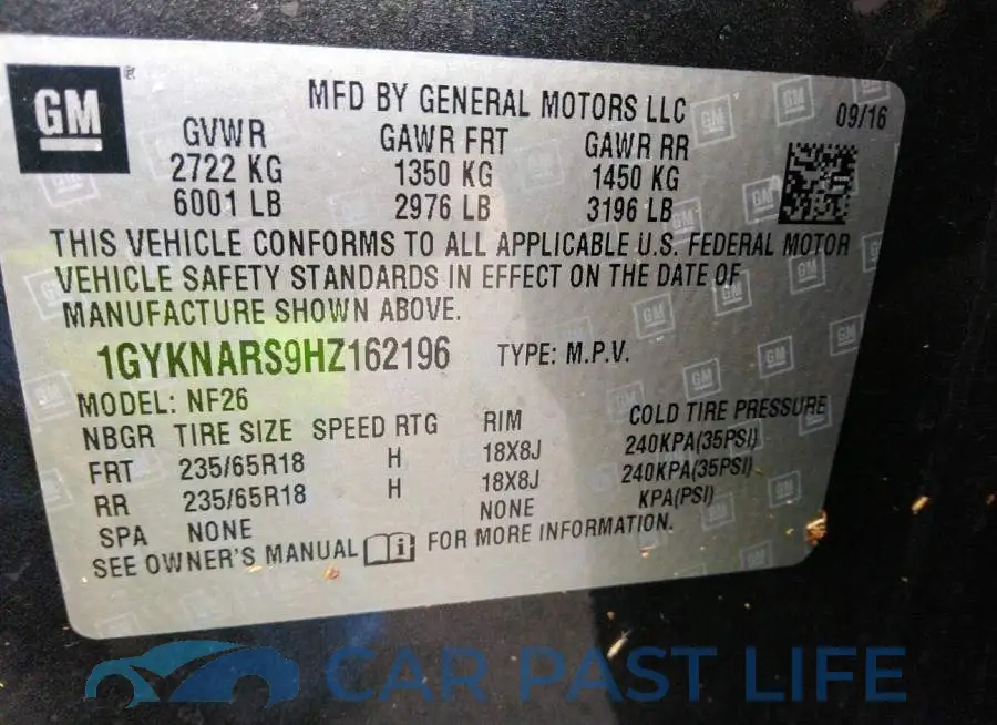 1GYKNARS9HZ162196# 9