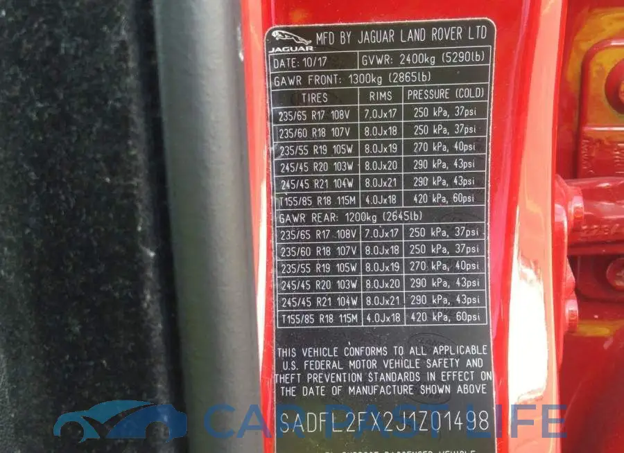 SADFL2FX2J1Z01498# 9