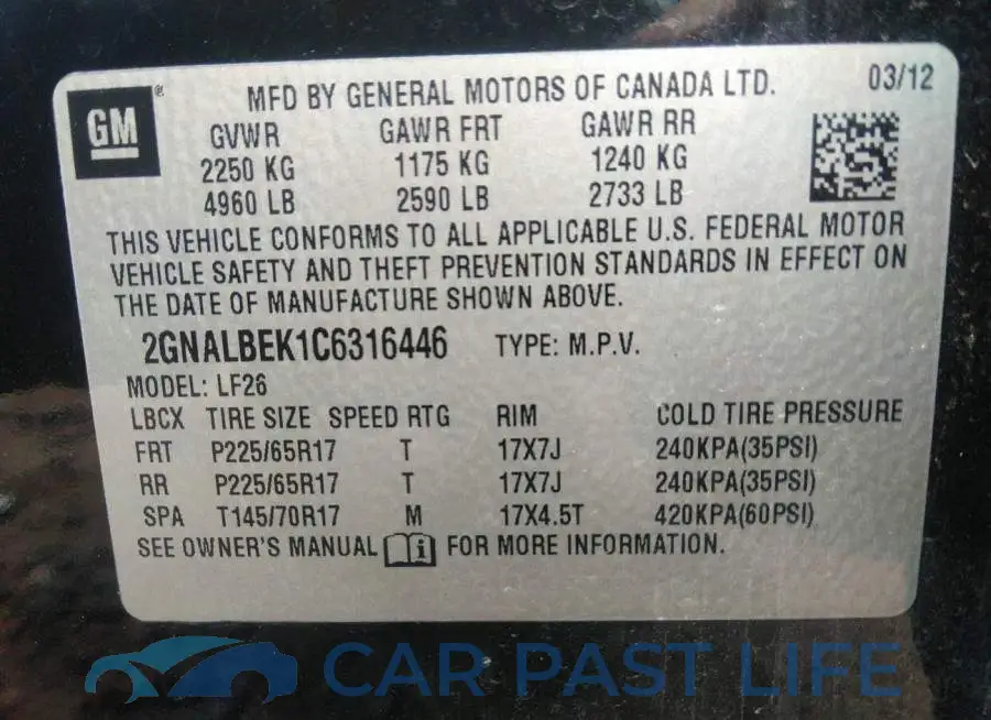 2GNALBEK1C6316446# 9