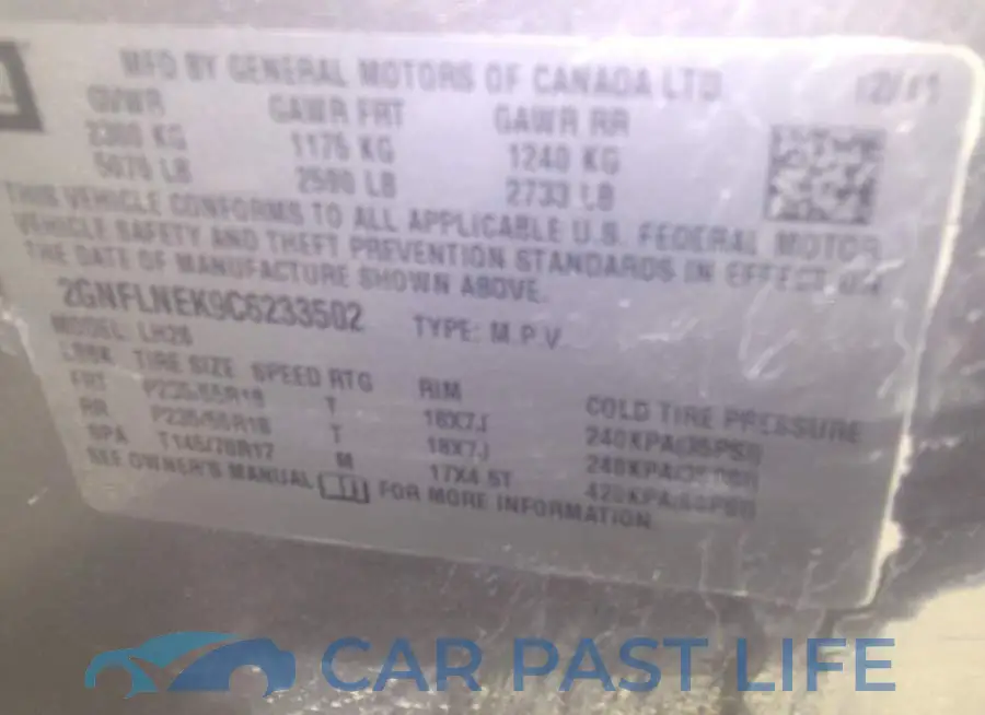 2GNFLNEK9C6233502# 9