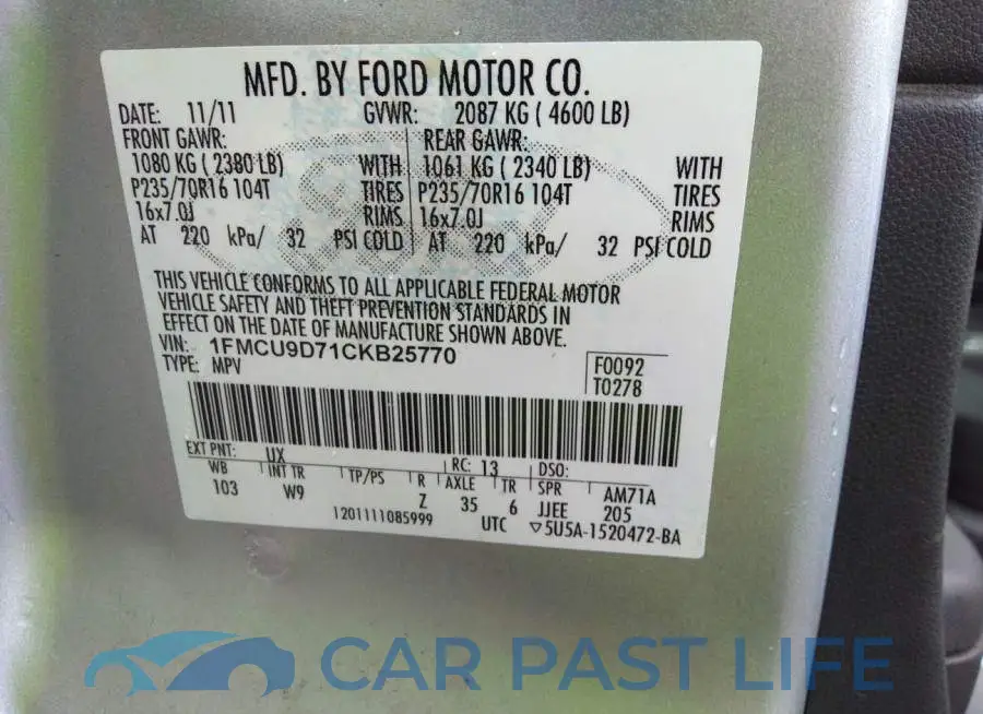 1FMCU9D71CKB25770# 9