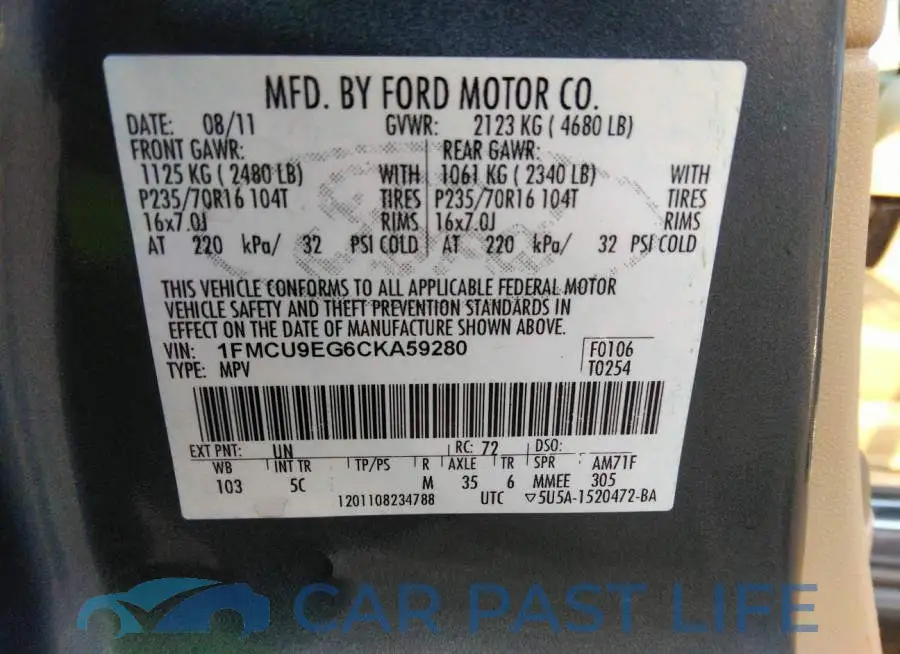 1FMCU9EG6CKA59280# 9